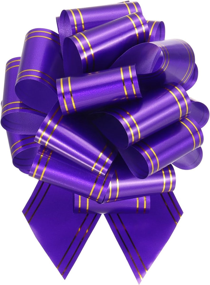 Strikken, metallic paars, cadeaulinten met gouden rand voor bruiloftsmanden, geschenken, Kerstmis