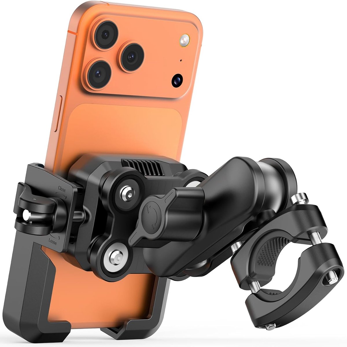 Mobiele telefoonhouder voor fietsstuur, [1s snelsluiting] universele telefoonhouder motorfiets mobiele telefoon fietshouder voor motorfiets, scooter, mobiele telefoon houder fietsstuur voor 4-7