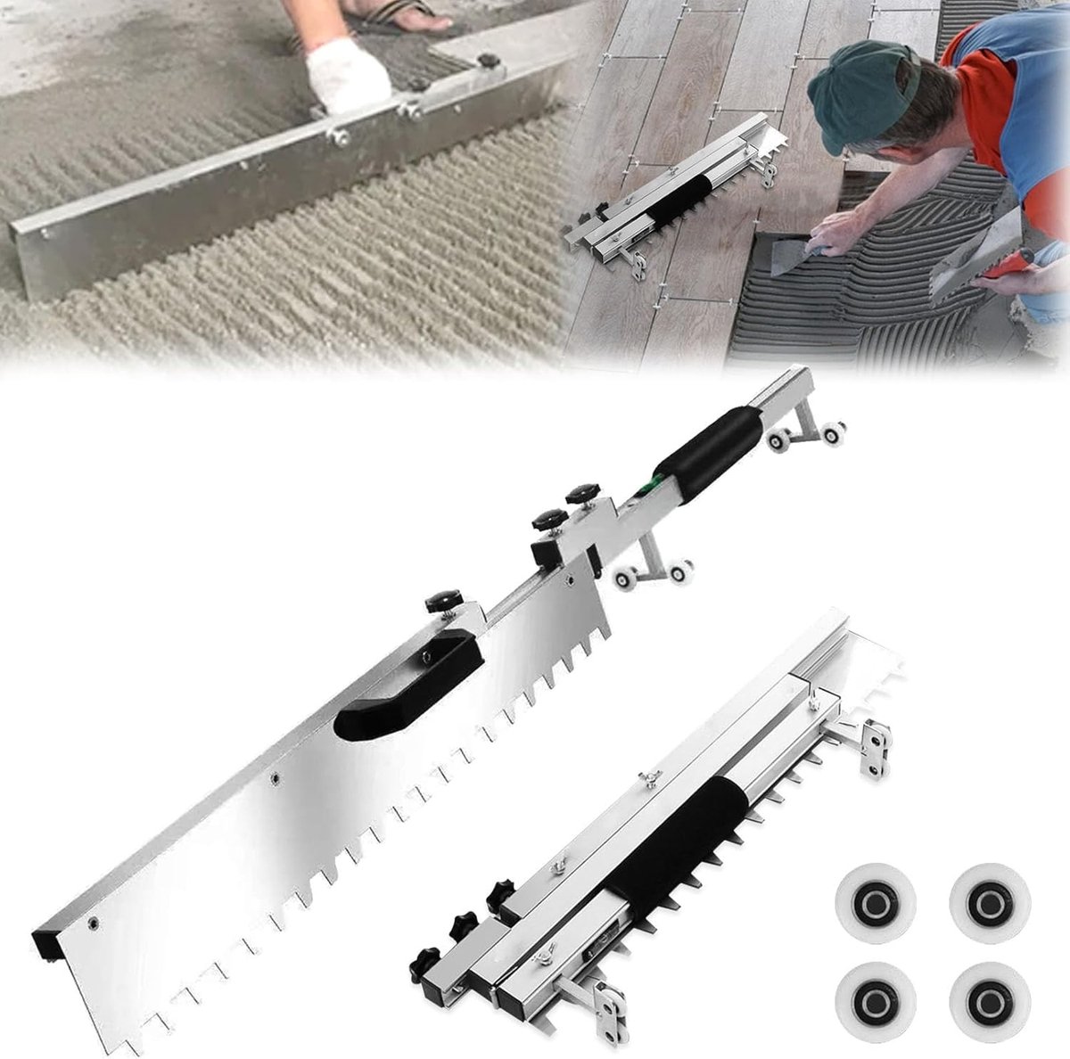 Leveling Machine, Tegel Oppervlak Slijpen Tool Leveling Tegel Bestrating Tool Opvouwbare 400-800mm Rvs met 4 Beweegbare Wielen Fluorescentie Niveau Tegel Oppervlak Slijpen Tool