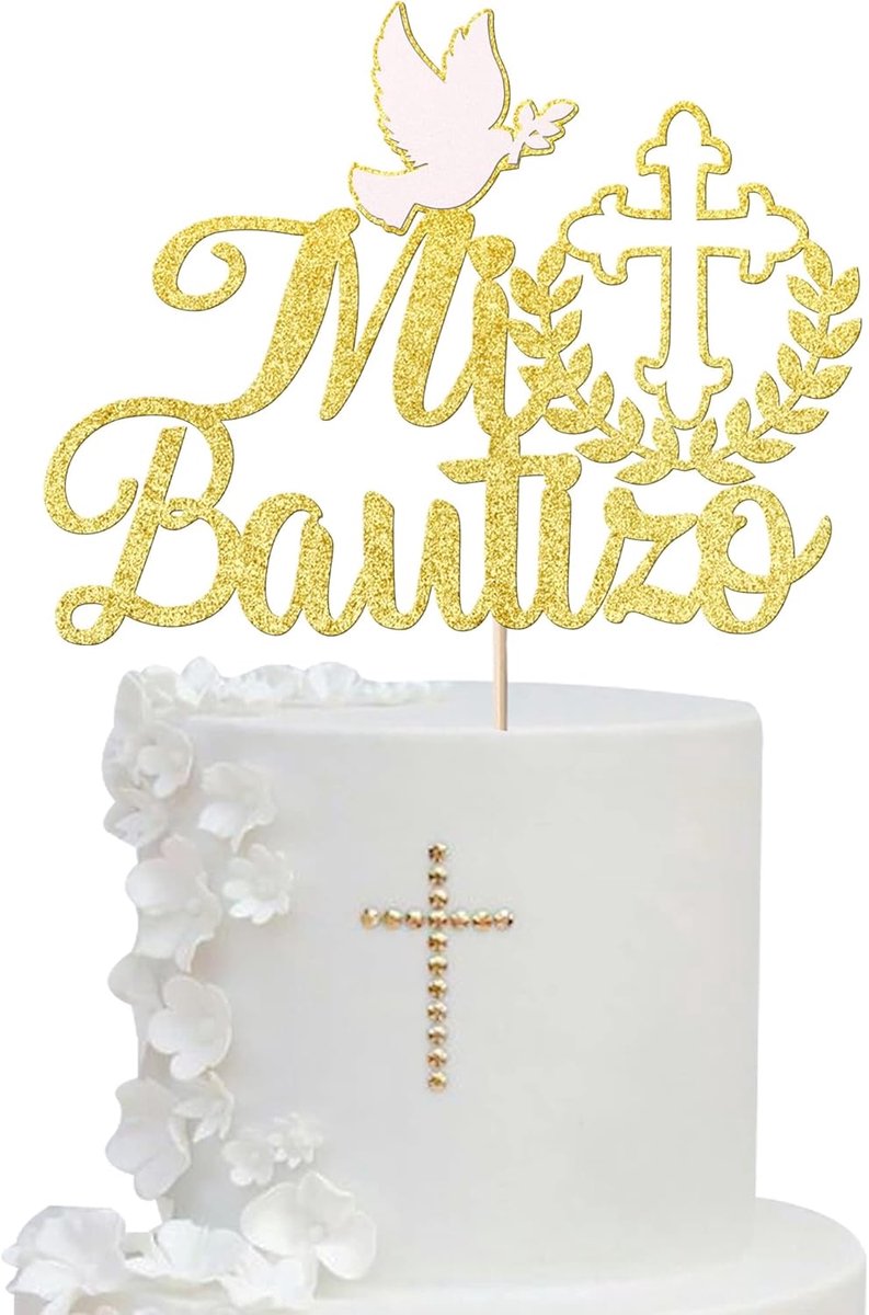 eerste communie, glitter taarttopper, doop, taartdecoratie, communie, kartonnen topper, taart voor kinderen, eerste communie, doop, feesten (goud-C)