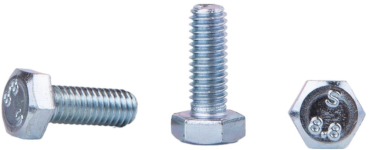 (Pack van 100 stuks) DIN 933 verzinkt stalen zeskantbouten M6 x 16 mm 8,8 kwaliteit, zeskantschroeven, volledig schroefdraad, zeskantkop, tapbout (100, M6 x 16 mm)