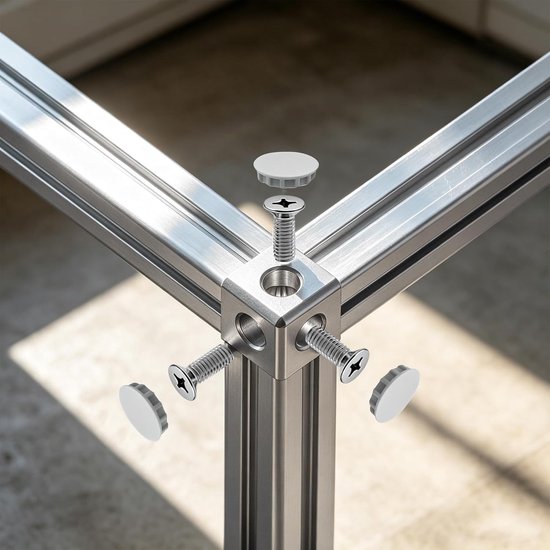 10 stuks 3-weg hoekhoeken, kubusverbinder, aluminium profiel, connector, 20 x 20, accessoires met schroeven en moeren, aluminium profielen 2020 voor extrusieprofiel hoek, wandhouder — afbeelding 3