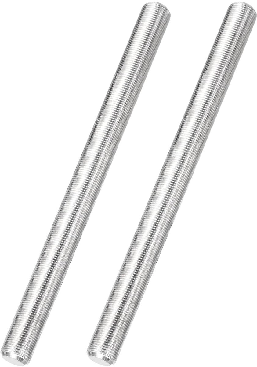 2 stuks volledige schroefdraadstangen M12 x 1,25 mm helling 304 roestvrij staal rechtse schroefdraad fijne draadstangen 150 mm lange draadstangen bevestigingselementen voor ankerbouten