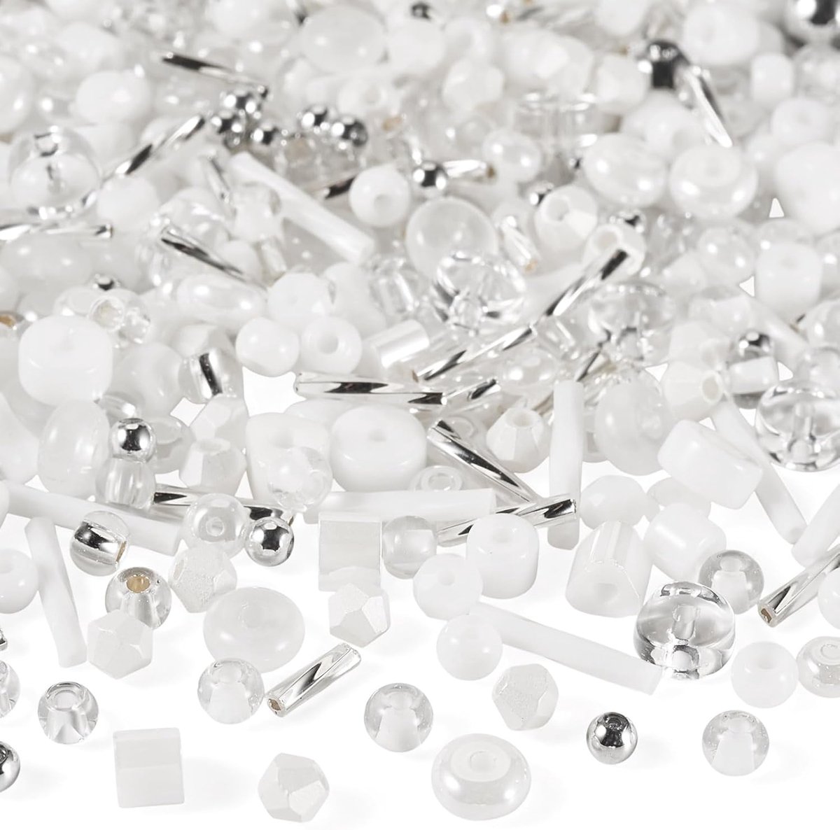 50g Diverse Glas Rocailles Kubus Buis Ronde Losse Spacers Pony Kralen voor Armband Kettingen Sieraden Maken Wit