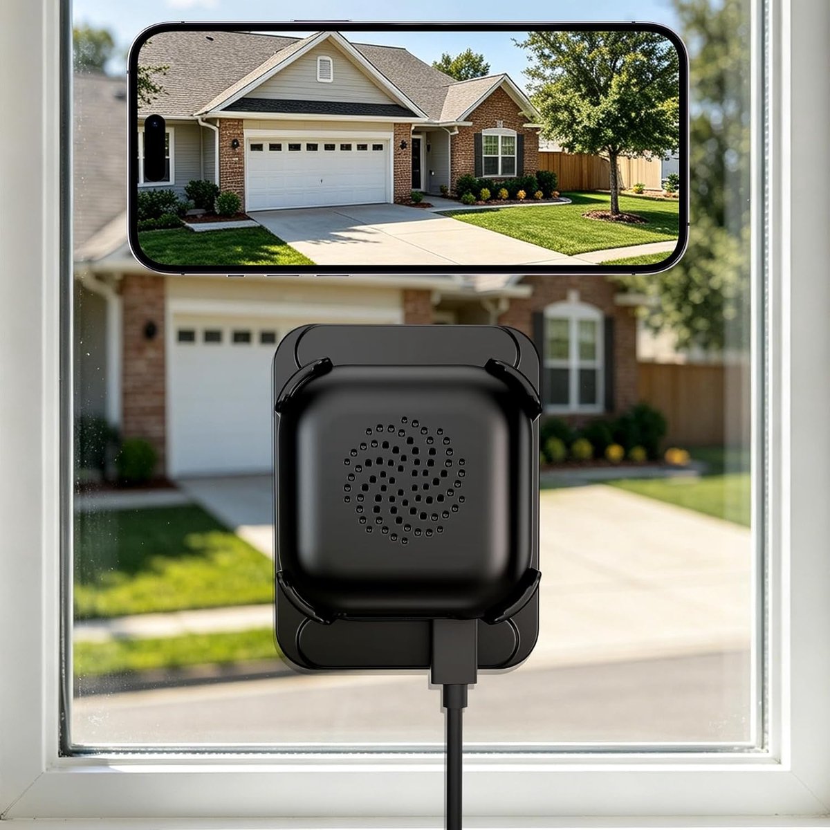 2K Raamcamera voor Thuisbeveiliging, 2.4GHz & 5GHz WiFi Binnencamera met Full Colour Nachtzicht, AI Menselijke Detectie, 24/7 Opname, Eenvoudige Installatie