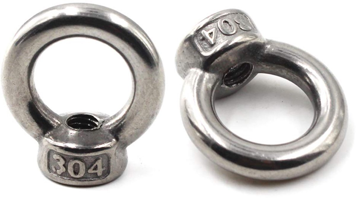 Oogmoer 304 RVS Ring Oogbouten Schroefdraadmoeren