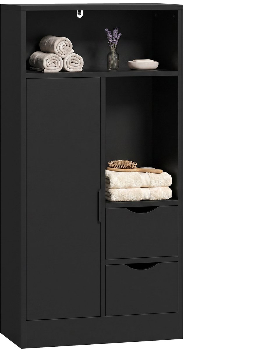 HOMCOM Badkamerkast - Spaanplaat - 50x25x100 cm - Zwart