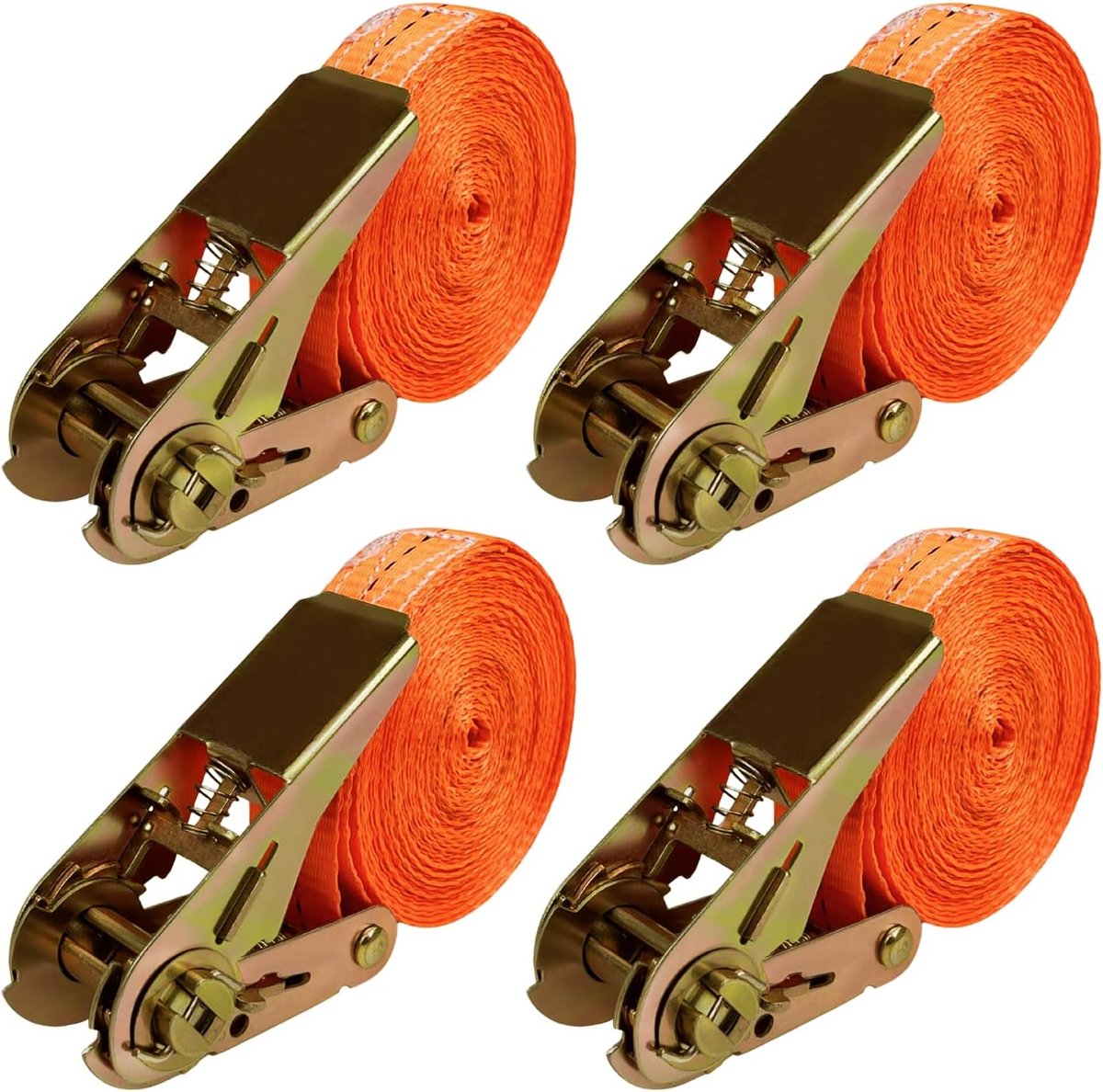 Spanbanden, 4 stuks, met ratel, 6 m