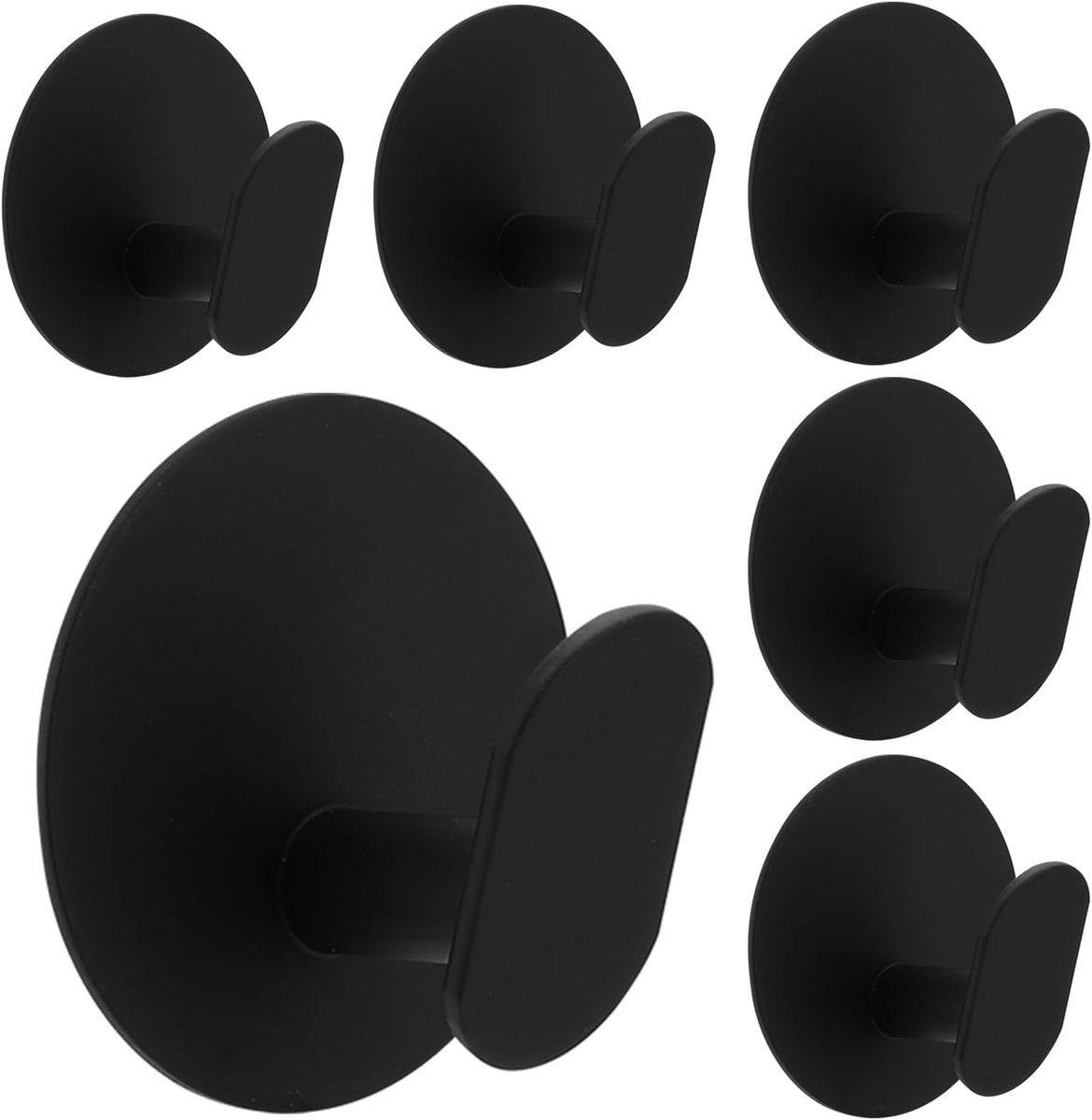 6 Stuks Ronde Haken Zonder Boren Zelfklevend Zelfklevende Haken Roestvrij Staal Wandhaken Zelfklevend Handdoekhouder voor Keuken en Badkamer, Zwart