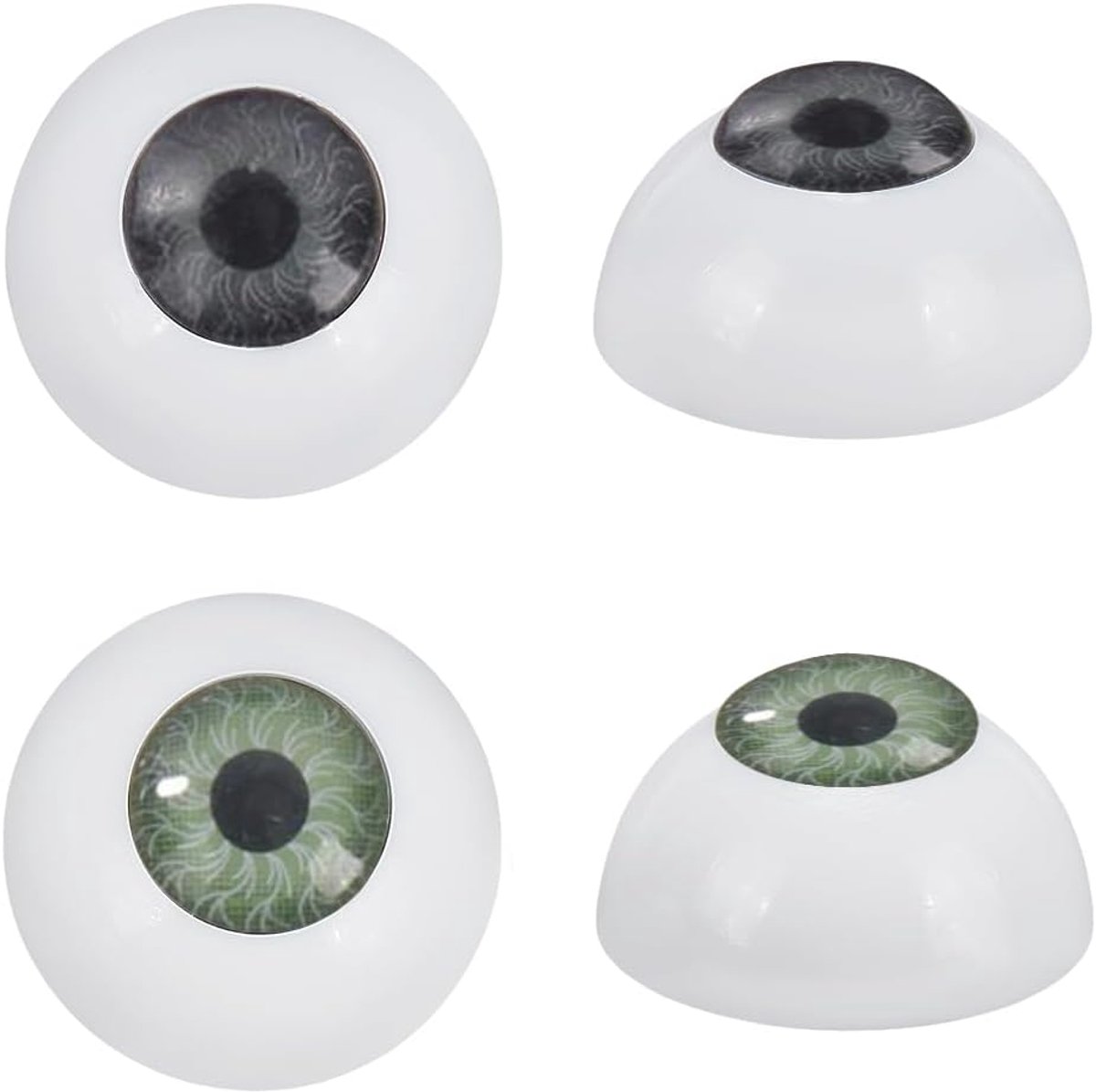 PandaHall 2 paar acryl oogbol realistische ogen menselijke ogen halve ronde pop beer ambachtelijke ogen 18mm oogballen maken plastic oogballen voor pop pluche Halloween feest decor groene en grijze
