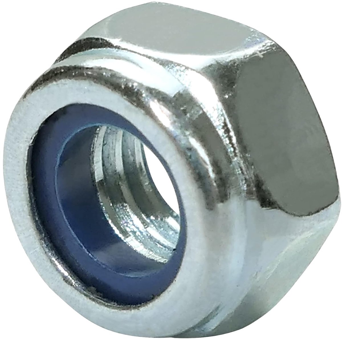 - C58258 - set met 25 zeskantmoeren M5 - DIN 985 - zelfborgende moeren met nylon ring - metrische schroefdraad - van verzinkt staal - kleur zilver