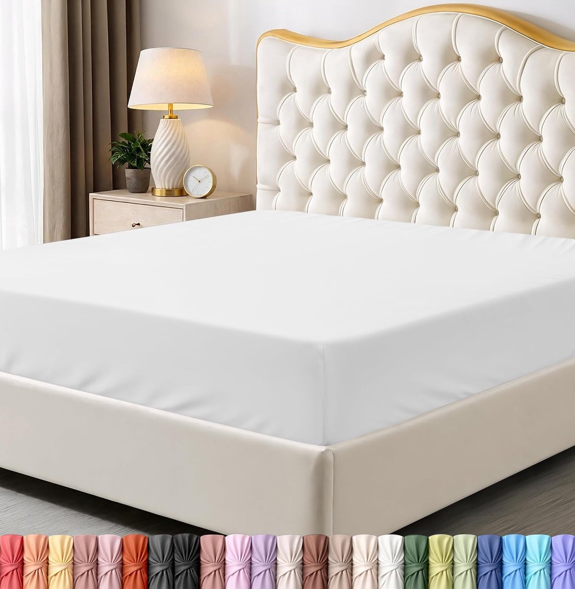 Bedding Volledig hoeslaken - onderlaken - diepe zak - zachte microvezel - krimp- en vervagingsbestendig, onderhoudsvriendelijk - 1 hoeslaken (wit)