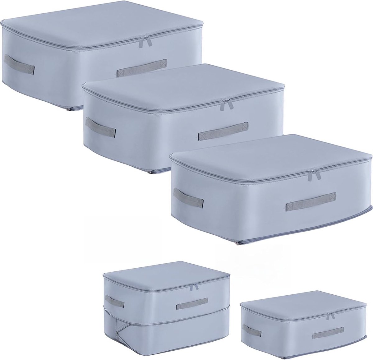 3 stuks ultra ruimtebesparende zelfcomprimerende organizer, opbergtas voor dekbedden, grote zelfcomprimerende beweegbare organizertassen voor deken/kleding (grijs, L 52 x 42 x 30 cm)