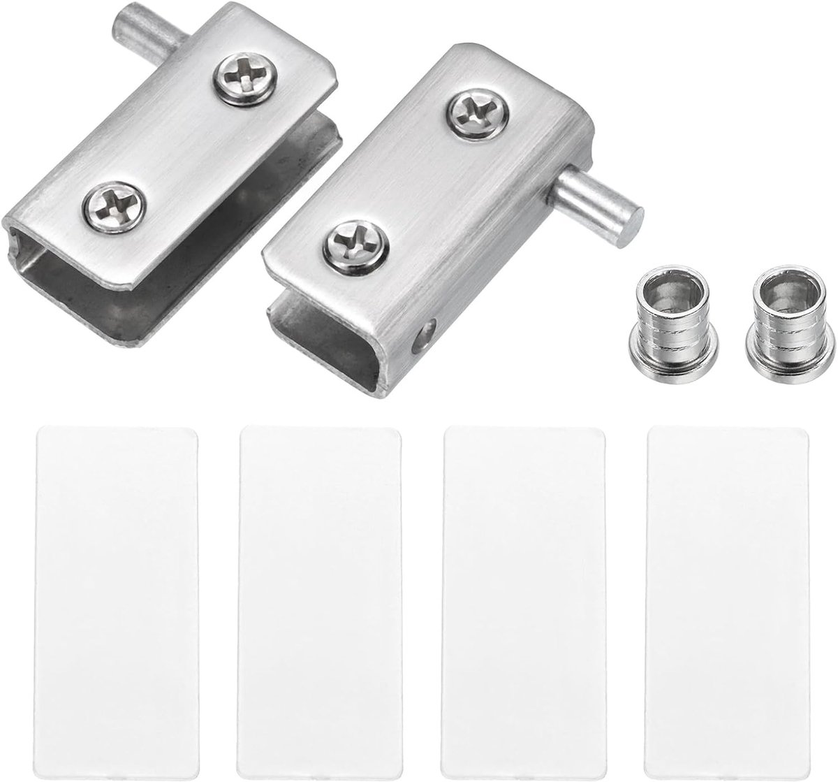 Verstelbare glazen scharnierklem, 1 paar roestvrij stalen kast, glazen deur, pivot scharnier, clip voor 5-8 mm dik glas zilver 40 x 10 x 20 mm