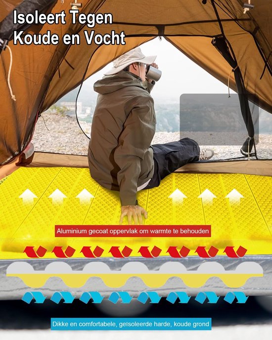 schuimrubberen isolatiemat, outdoor camping, thermomat, ultralichte isolatiemat, 180 x 60 cm, tent, strandmat voor reizen, wandelen, bergbeklimmen — afbeelding 5