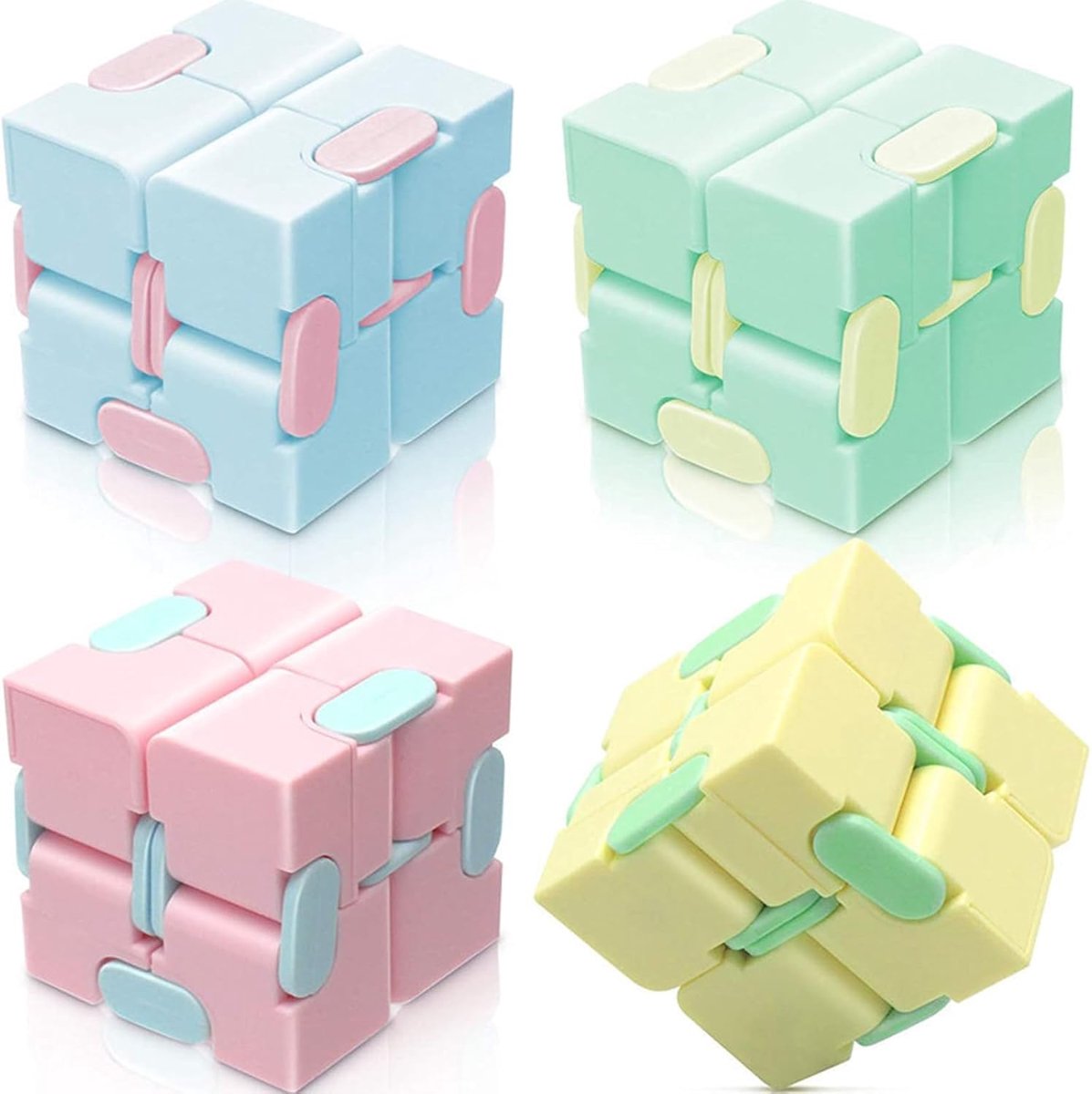 4 stuks Fidget Cube, Infinity Cube voor volwassenen, oneindige dobbelstenen, fidget cube, fidget-speelgoedset, voor volwassenen