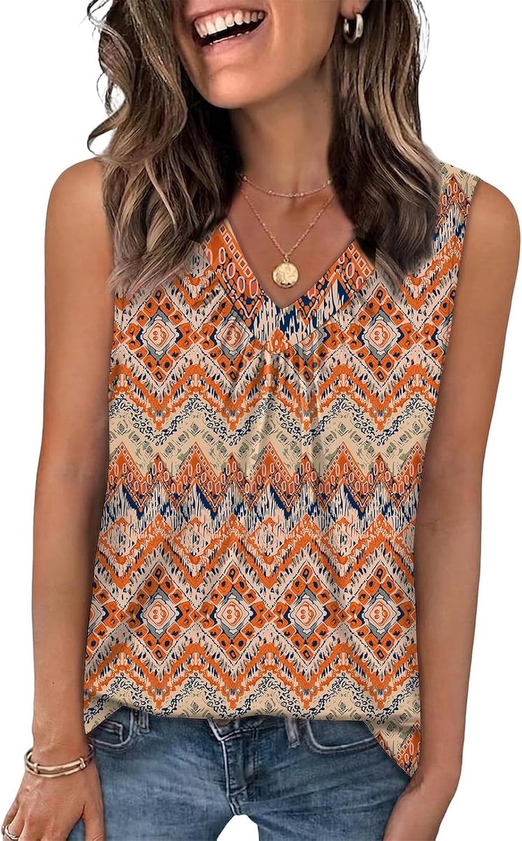 Dames Tanktops Zomer V-hals Top Losse Pasvorm Blousetop Basic Casual Mouwloos T-shirt Lang Vest