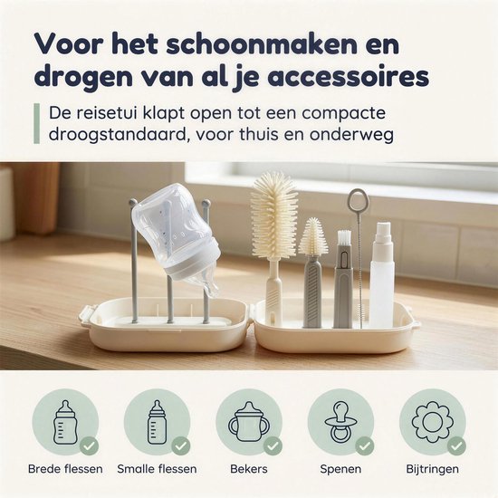 Numsy Flessenborstel Set On The Go - Flessenborstel Siliconen - Flessenborstel Lang van Numsy — afbeelding 2
