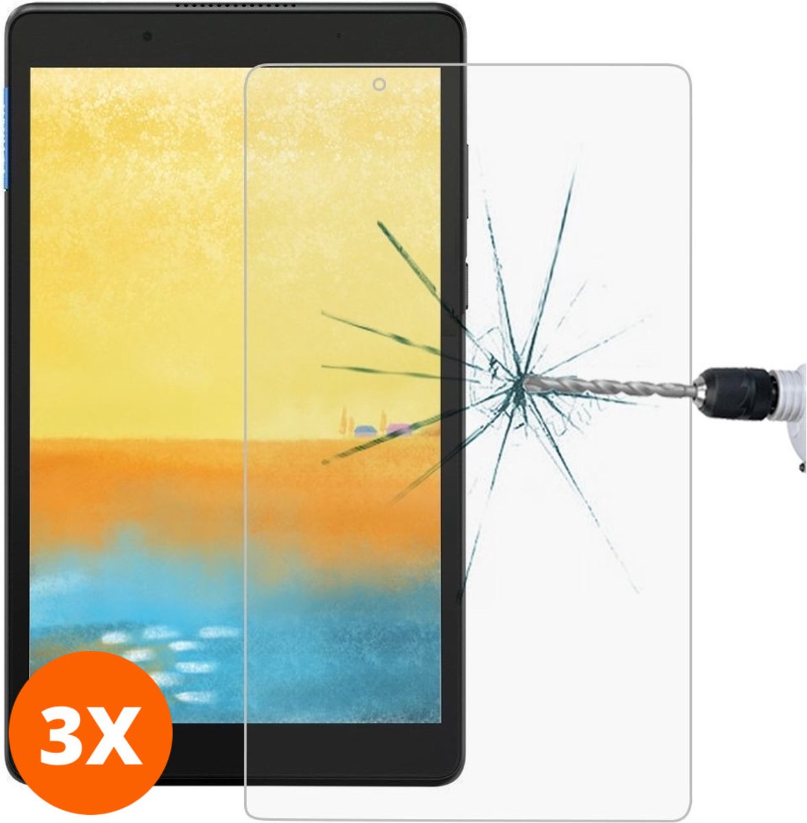 Mobigear Screenprotector geschikt voor Lenovo Tab E8 Glazen | Mobigear Screenprotector - Case Friendly (3-Pack)