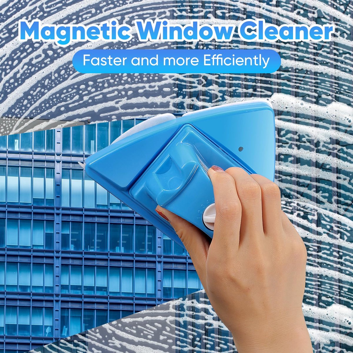 SnelShoppen - Magnetische Glasreiniger Dubbel Gezicht Verstelbaar Schoonmaakgereedschap voor Glazen van 4-30 mm - Essig Schoonmaakborstel Tool
