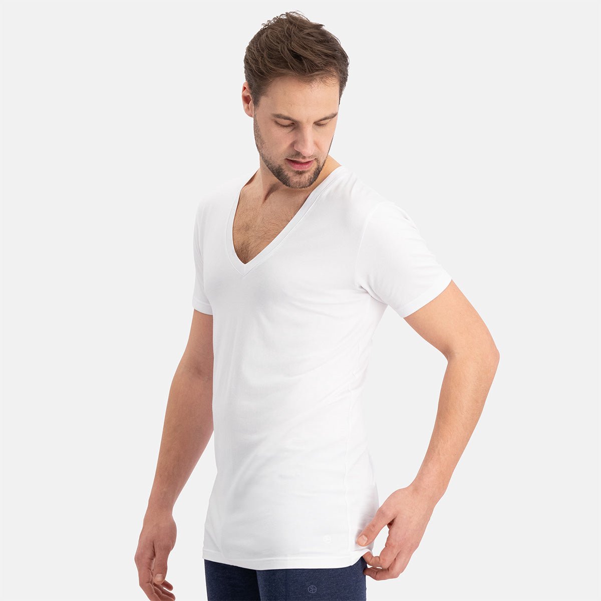 Comfortabel & Zijdezacht Bamboo Basics Slimfit T-Shirts Vigo Diepe V-hals (2-pack) - Wit - XXL