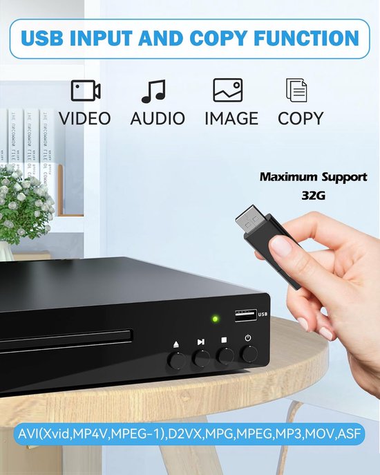 DVD Speler - CD DVD speler - Films Kijken - Regiovrij - Compact formaat - Zwart — afbeelding 3