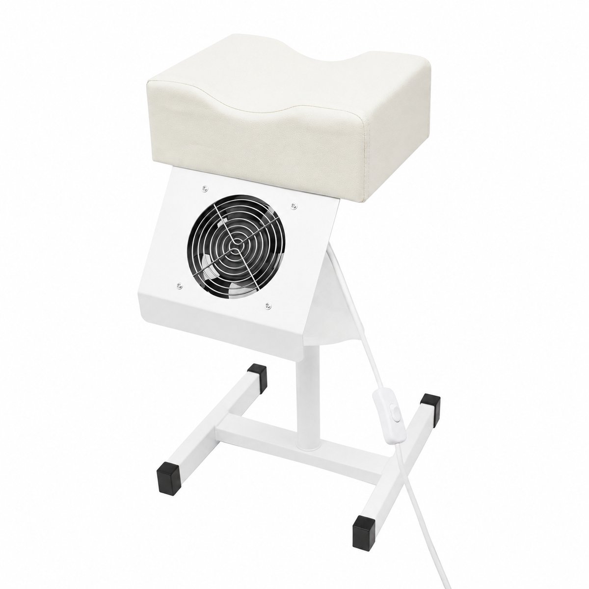 Atlasyx rolkruk - Draaikruk - Pedicure stoel - Verstelbare kruk - Werkkruk - Met stofafzuiging - Verstelbaar 48-68 cm - Wit