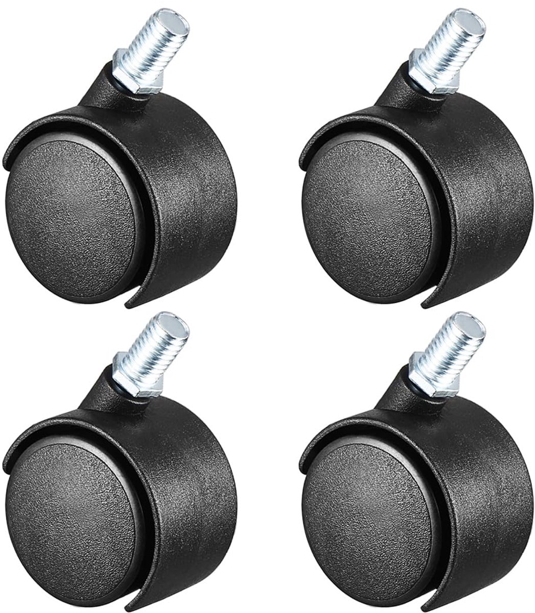 4 stuks nylon zwenkwielen, draaibare zwenkwielen met dubbele wielen, ideaal voor kasten planken dagelijks gebruik, (zwart, 1,5 inch)