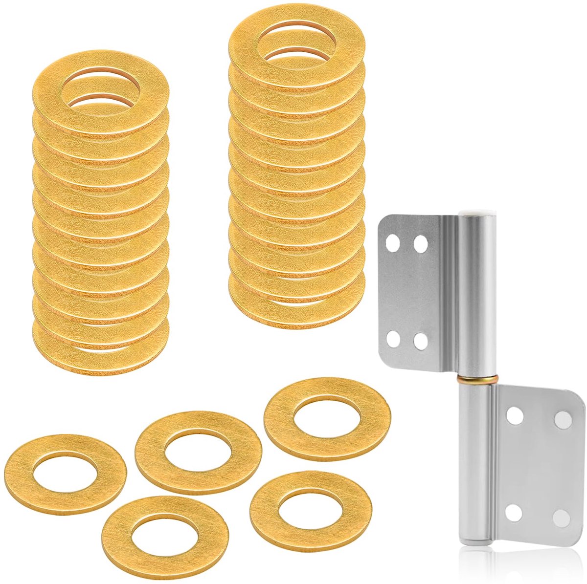 25 stuks M10 messing platte sluitringen, M10x20x1,5mm messing afdichting sluitring, sluitringen voor binnendeuren sluitringen deurscharnier montageringen, O-ring afstandsringen voor schroeven