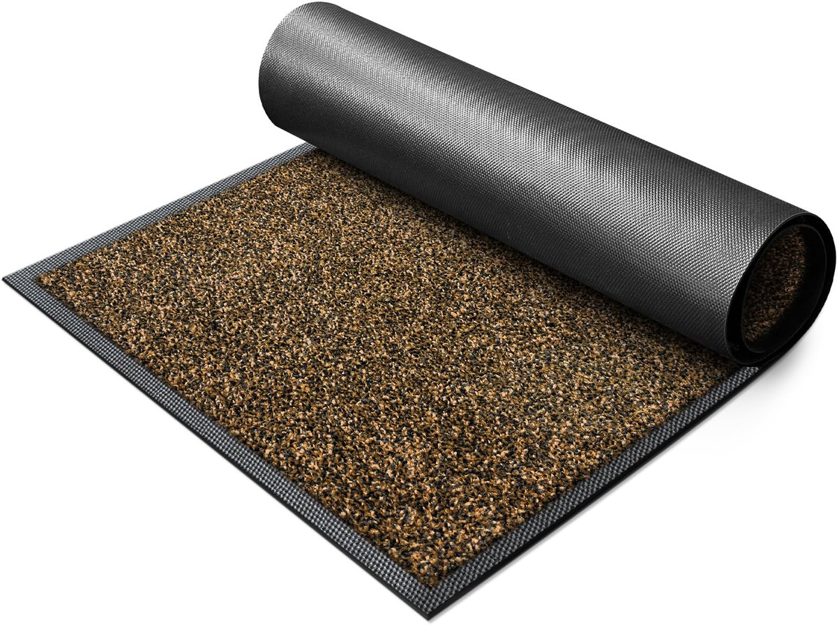 Schoonloopmat voor binnen en buiten, 50,8 x 81,3 cm, grijs en zwart, wasbare droogloopmat, duurzaam, antislip, voor de entree, schoenschraper, zeer goed absorberende deurmat
