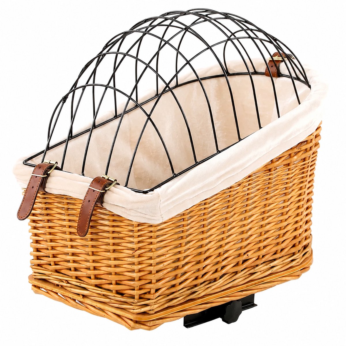 Sello! hondenfietsmand – fietsmand voor hond – fietskorf – achterop – kussen – deksel – kleine honden – L50 × B32,5 × H43 cm