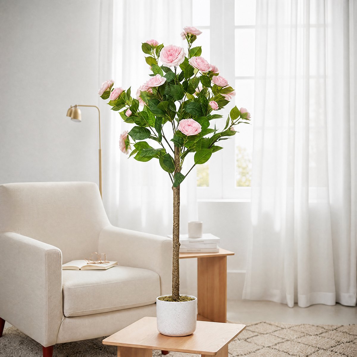 HOERFURIY - Kunst Camellia Boom 2 stuks - Jaarronde bloei - Eenvoudig onderhoud