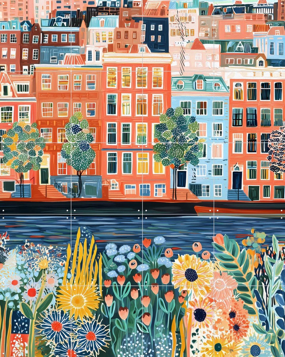 IXXI Bloemgracht, Artclaud - 80 x 100 cm - Gratis ophangtool - Grote wanddecoratie en posters - Modern, Speels, Street art, Illustraties, Kleurrijk