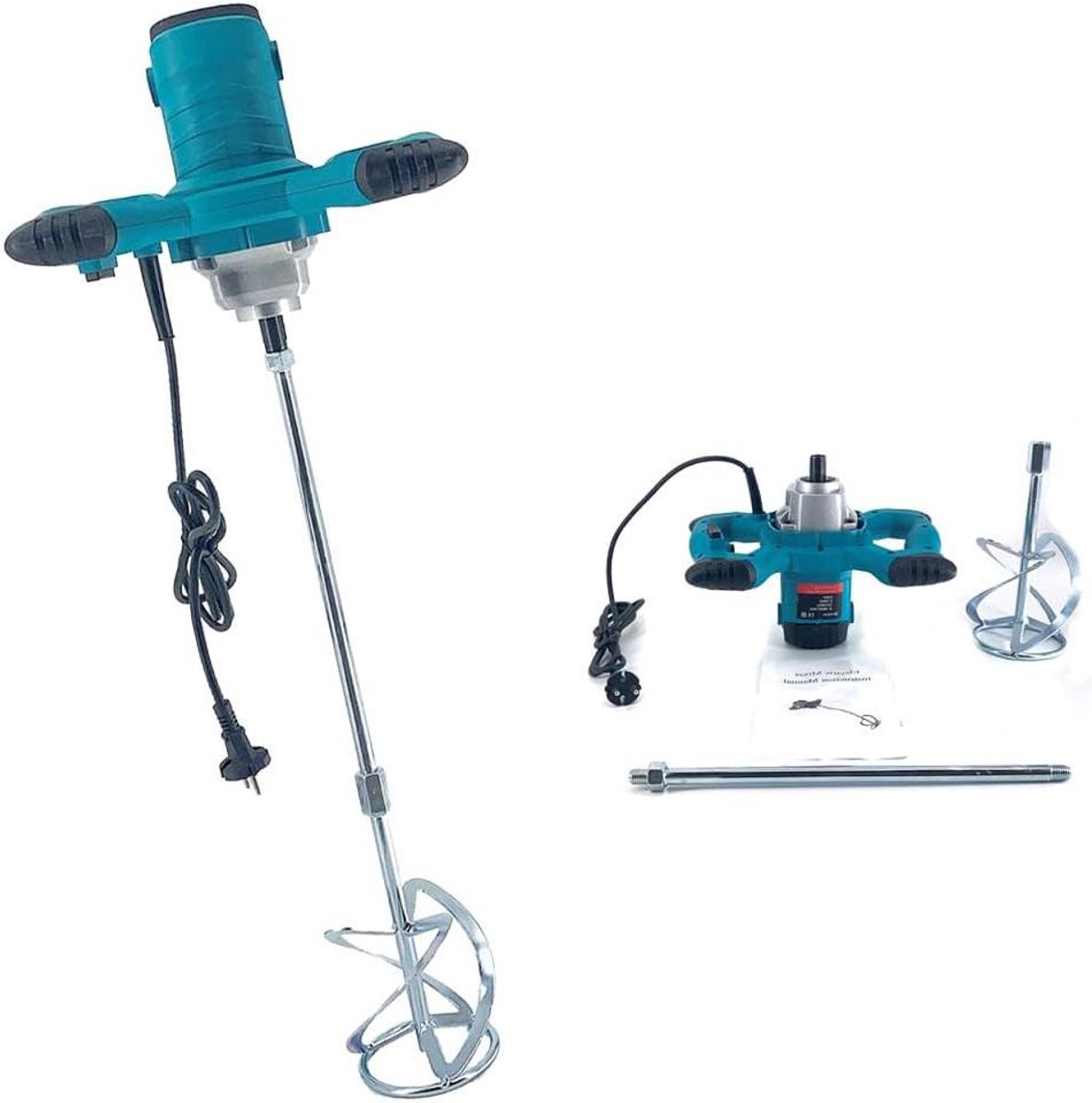 Roerapparaat Mortelmixer - Betonmixer Elektrisch - Mengen van Materialen - 6 Snelheden Instelbaar - 2100 Watt - Blauw