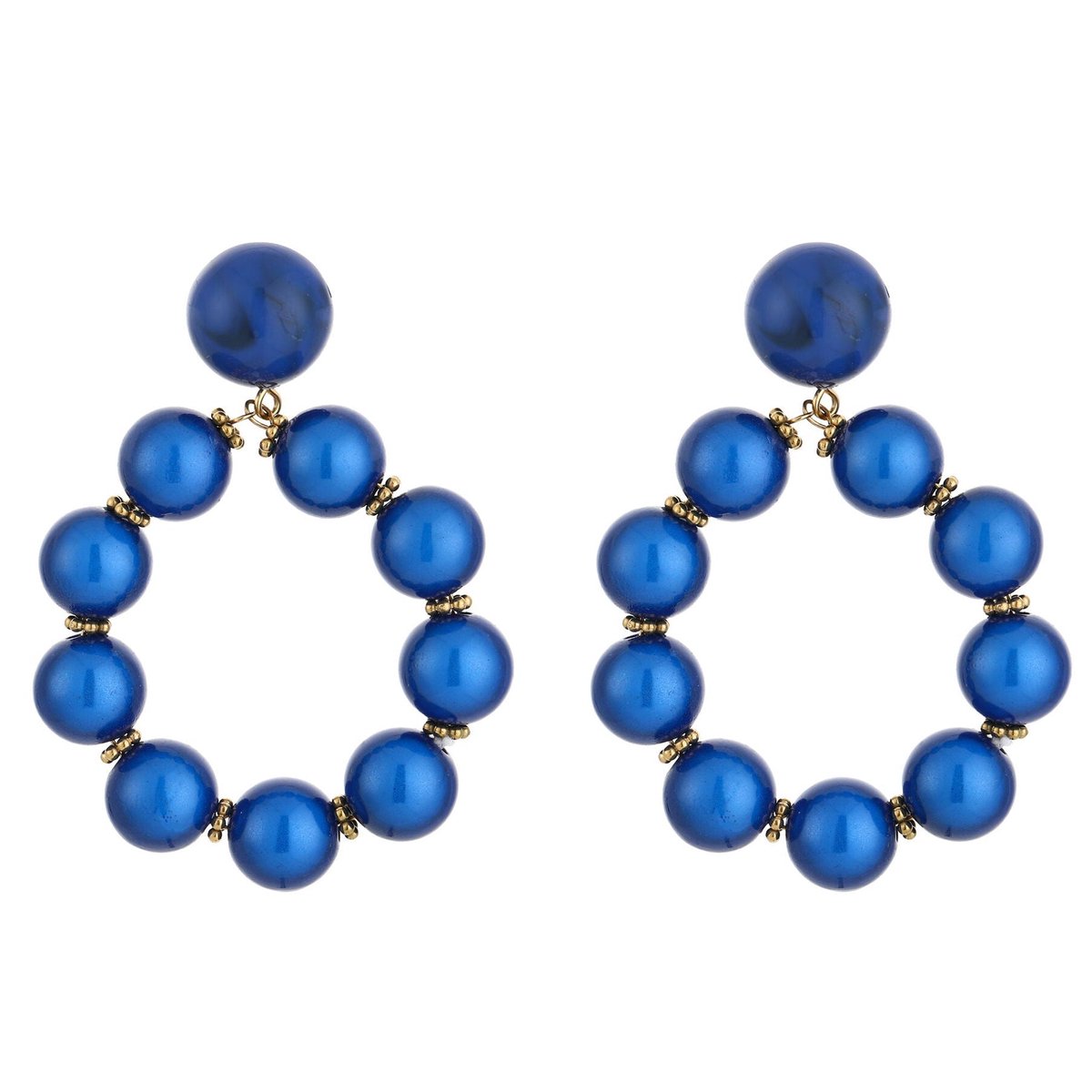 Michelle Bijou Oorbellen Kralen goud blauw