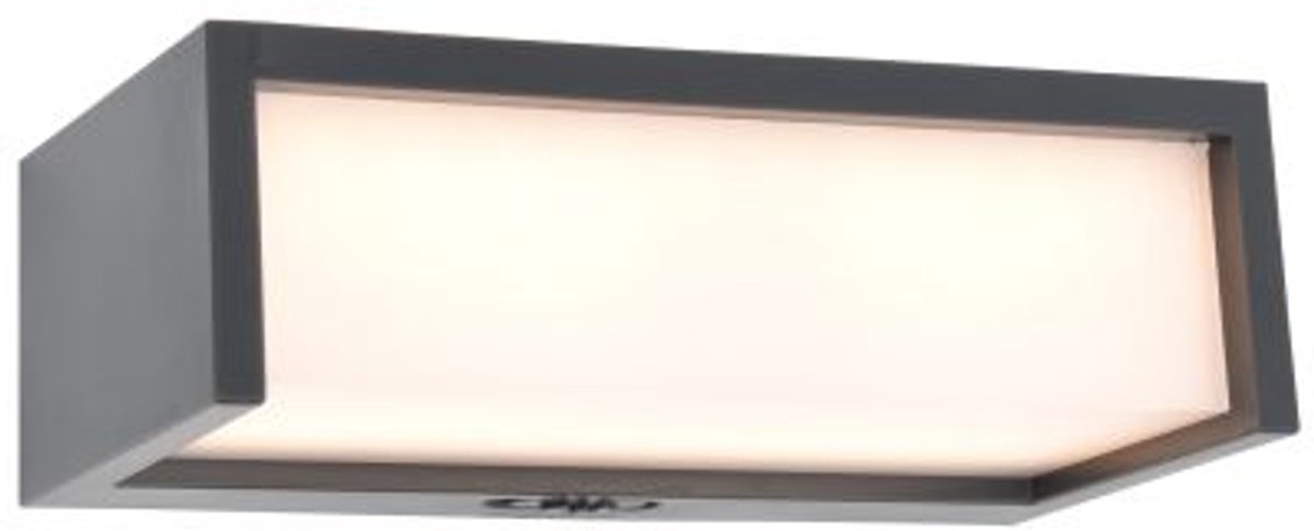 LUTEC Telis - LED solar wandlamp voor buiten - PIR bewegingsensor - Dag/nacht sensor - Premium aluminium - 1100Lm krachtig licht - 3000K warmwit licht - IP54 weerbestendig - donkergrijs