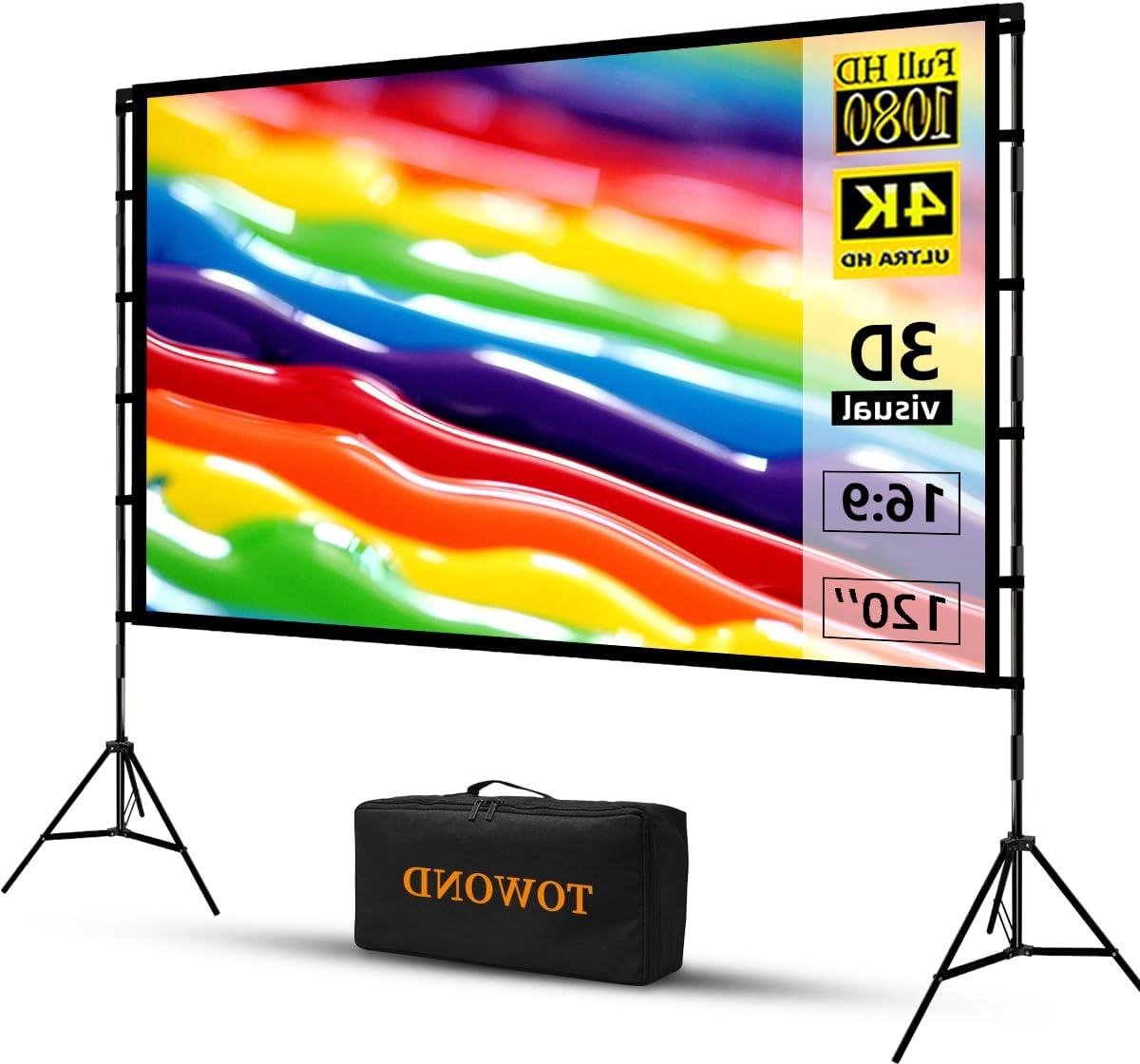 Projectiescherm met standaard - Filmscherm draagbaar - Buitenfilms kijken - Kreukvrij polyester - 120 inch - Wit