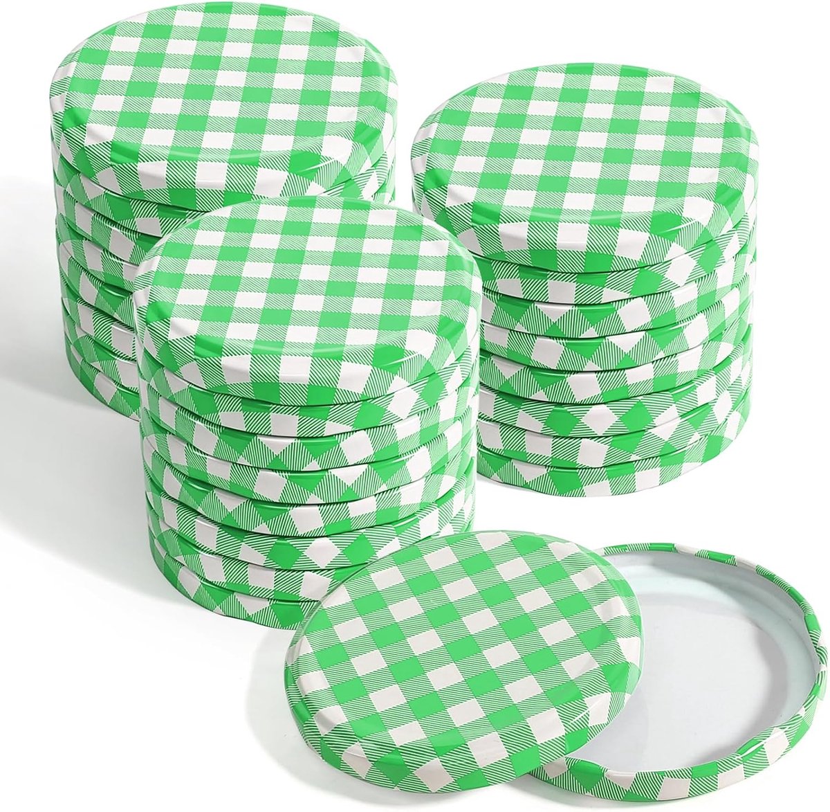 KZQ 82 mm Twist-Off-deksel met brede opening | Vervangend deksel met ruitjesmotief voor voorraad- of jampotten — Geschikt voor formaten van 230 / 350 / 435 / 565 ml
