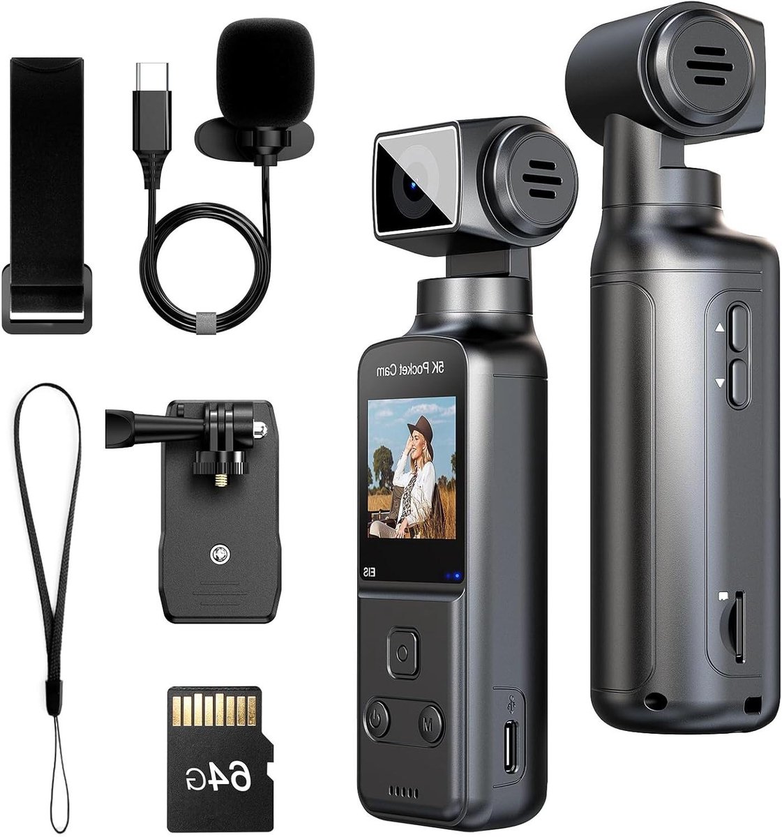 HD Body Camera - Mini Camcorder - Vlogs Maken - 270° Roterende Lens - 5K 128GB - Zwart