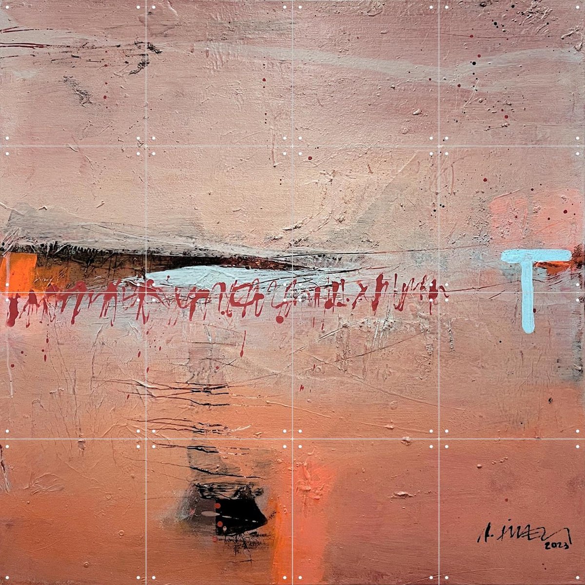 IXXI Magic Work, SüessART - 80 x 80 cm - Gratis ophangtool - Grote wanddecoratie en posters - Kleurrijk, Kwaststreken, Abstract, Modern, Woonkamer