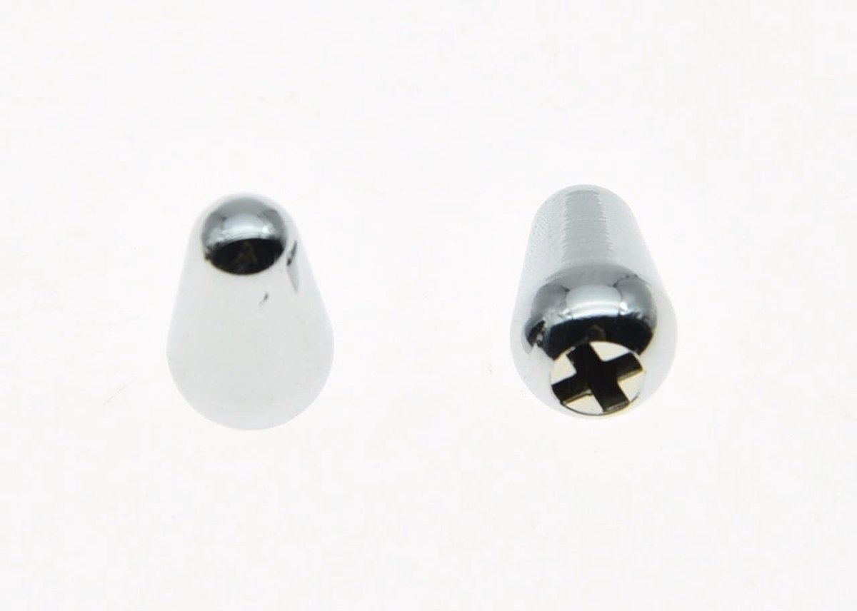 2 stks Gitaar 5 Manier Pickup Schakelaar Tip Schakelaar Cap Schakelaar Knop voor USA FD Strat/Tele/Stratocaster Chrome