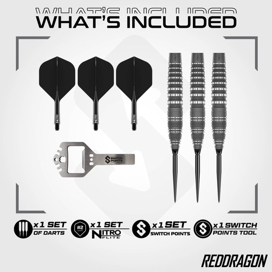 Red Dragon Sable Grey Torpedo Switch Point 90% Dartshopper Exclusives - Dartpijlen van Red Dragon — afbeelding 4