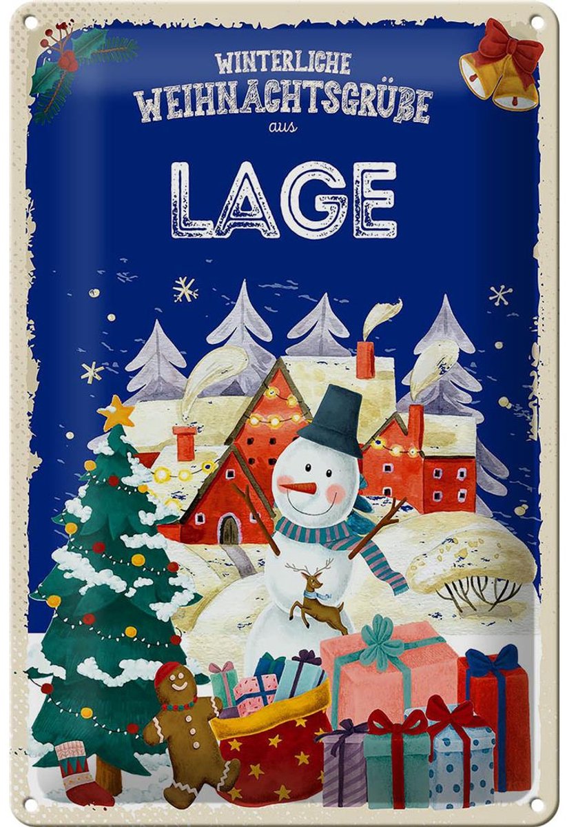 Blechschild Weihnachtsgrüße LAGE FEST 20x30cm
