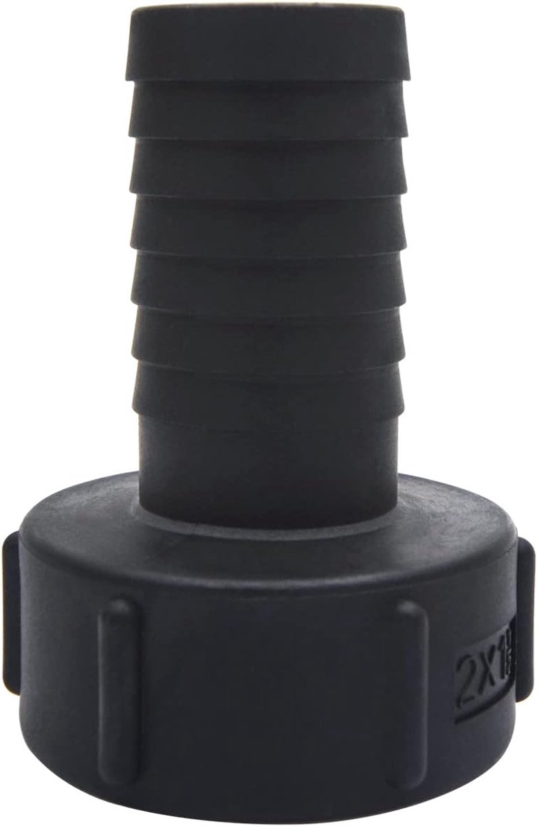 1,5 inch IBC tankfittingen met afdichtring, waterkolf tankkraanconnector geschikt voor 38 mm binnendiameter slang tuinslang adapter vervangende kleponderdelen (S60 x 6, zwart)