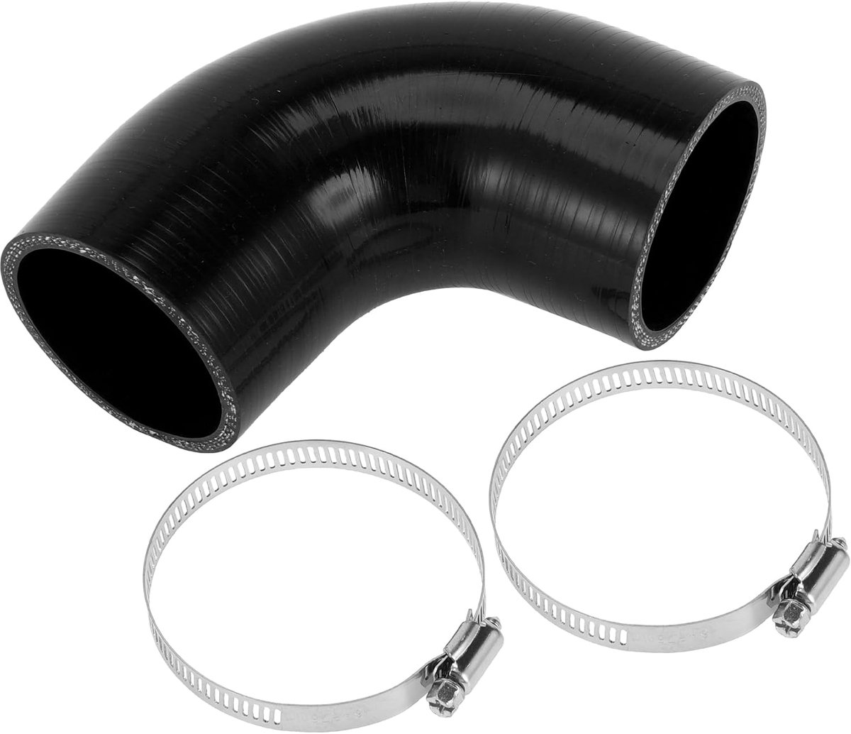 ABSOPRO 1 Set 60mm/2.36" ID 90mm/3.54" Lengte 90 Graden Zwarte Auto Silicone Slang Met Klemmen Koelslang Universeel