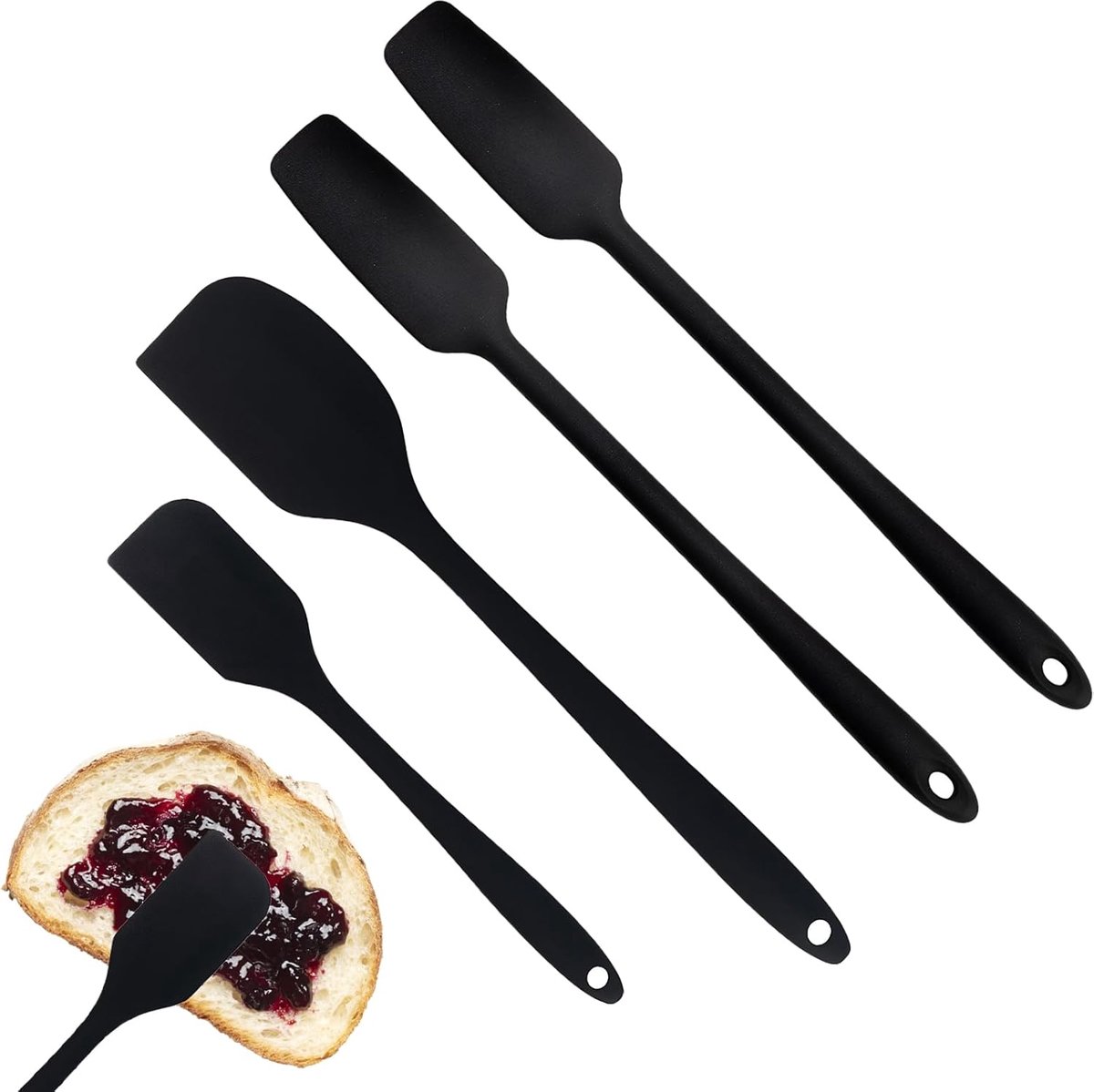 Spatels voor de keuken, van silicone, hittebestendig, met lange handgreep voor het schrapen van sauzen, koken, bakken en roeren