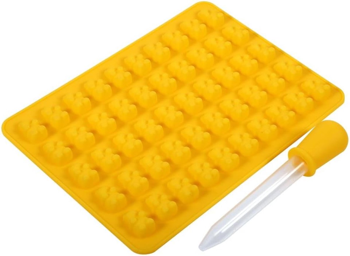 Chocoladevorm, 50 holle ruimtes, rubberen beren, siliconen vormen, snoep voor ijsblokjesschalen, doe-het-zelf, chocolade, snoep (geel)