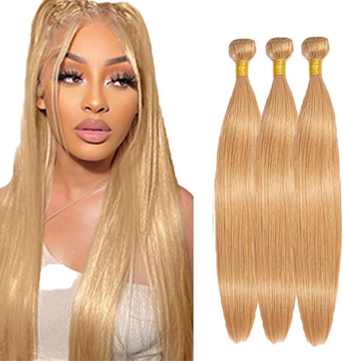 28 30 32 Inch Straight Peruik Dames Bundles Human Hiar Unprocessed Brazilian Virgin Human Hair Extensions #27 Honey Blonde Bundle With Minimal Shedding For Women
