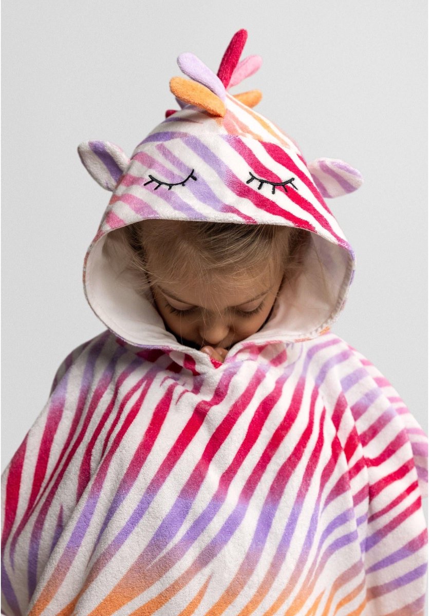 Minoti strandjurkje meisjes badponcho met capuchon - zebraprint