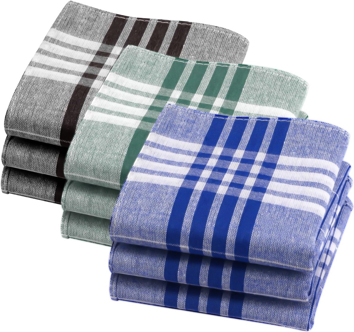 Zakdoeken set lichtblauw geruit 12 stuks zakdoeken voor heren - 40 cm x 40 cm katoenmix, pochetten voor bruidegoms, bal, feest, bruiloft en dagelijks gebruik